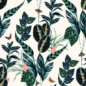 Spirit Indigo Tropical Foliage Wallpaper by ohpopsi