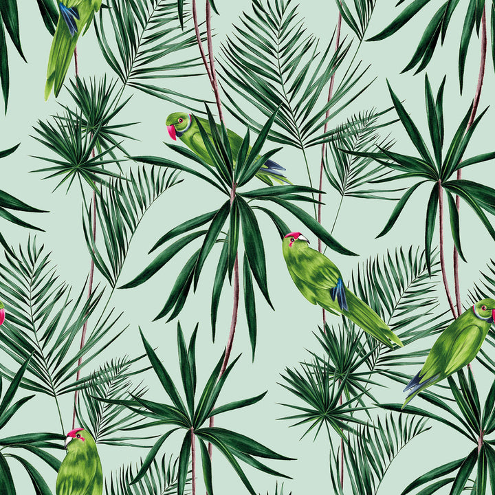 Pebbles Mint Paradise Wallpaper by ohpopsi Wild Covers about 54.2 square feet 19.7-in by 33-ft long roll Unpasted 19.7 - Fabric Carolina -