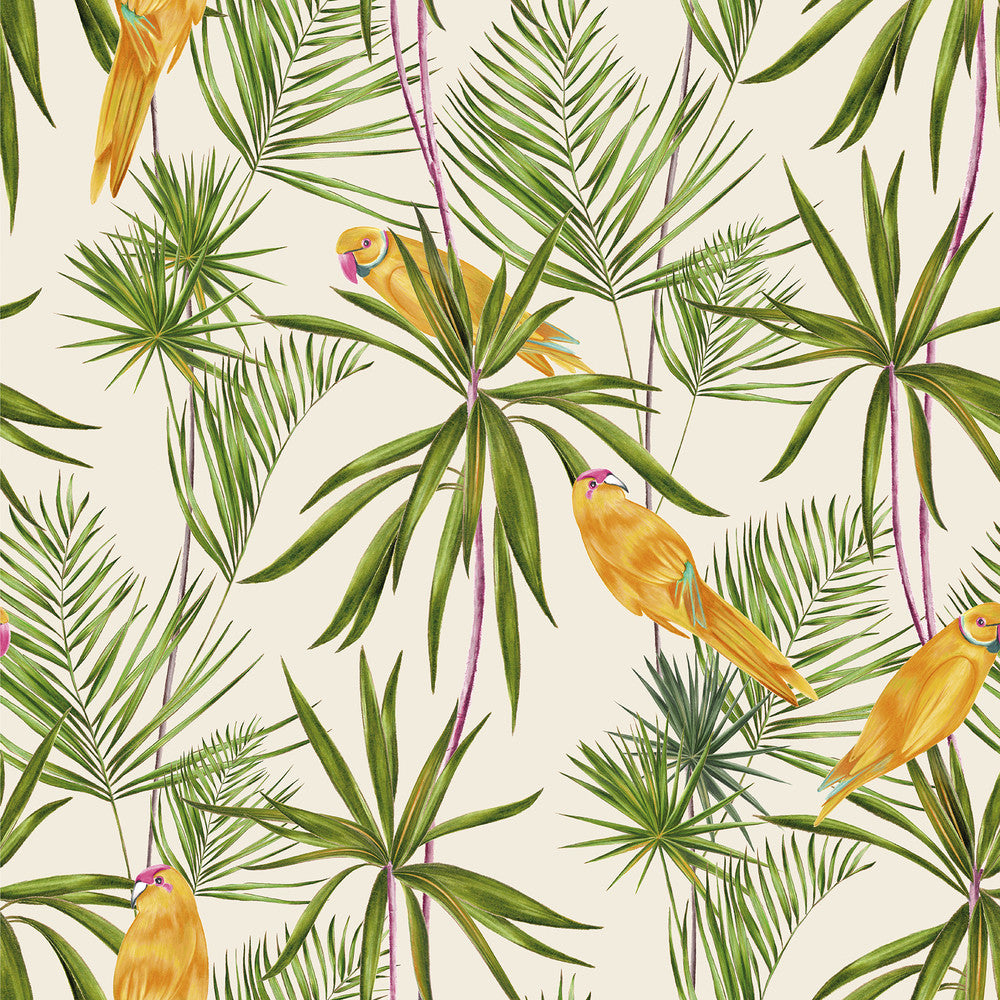 Pebbles Green Paradise Wallpaper by ohpopsi Wild Covers about 54.2 square feet 19.7-in by 33-ft long roll Unpasted 19.7 - Fabric Carolina -