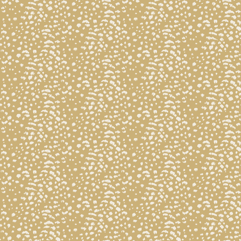 Ula Mustard Cheetah Spot Wallpaper by ohpopsi Wild Covers about 54.2 square feet 19.7-in by 33-ft long roll Unpasted 19.7 - Fabric Carolina -