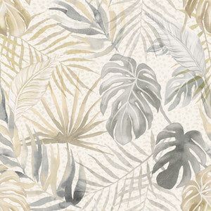 Lana Light Grey Tropica Wallpaper by ohpopsi