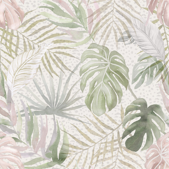 Lana Sage Tropica Wallpaper by ohpopsi Wild Covers about 54.2 square feet 19.7-in by 33-ft long roll Unpasted 19.7 - Fabric Carolina -