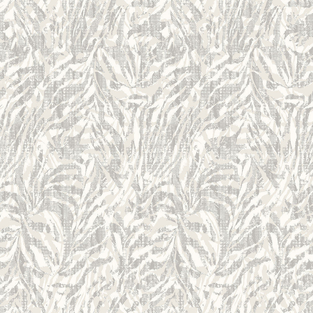 Davy Light Grey Zebra Wallpaper by ohpopsi Wild Covers about 54.2 square feet 19.7-in by 33-ft long roll Unpasted 19.7 - Fabric Carolina -