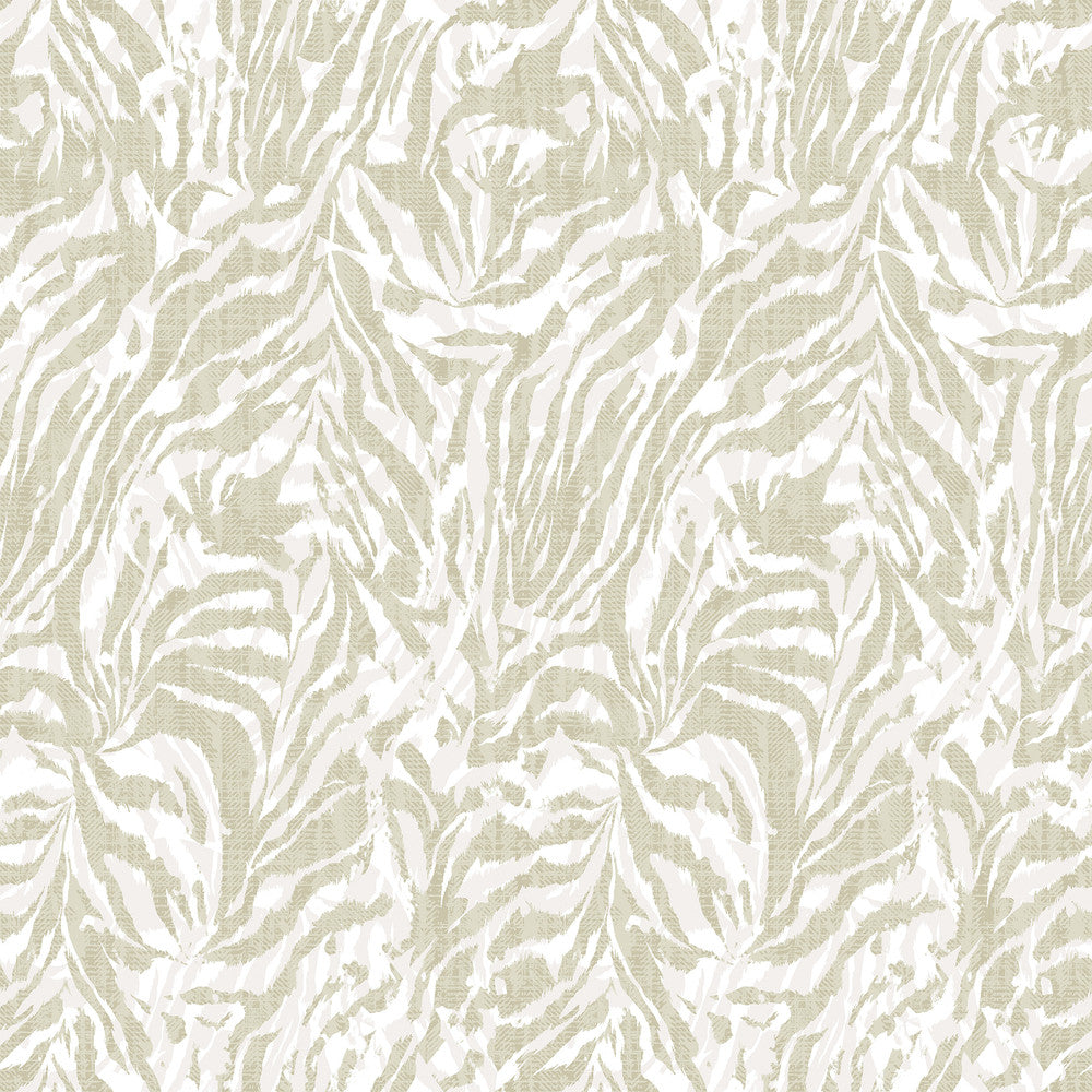 Davy Taupe Zebra Wallpaper by ohpopsi Wild Covers about 54.2 square feet 19.7-in by 33-ft long roll Unpasted 19.7 - Fabric Carolina -