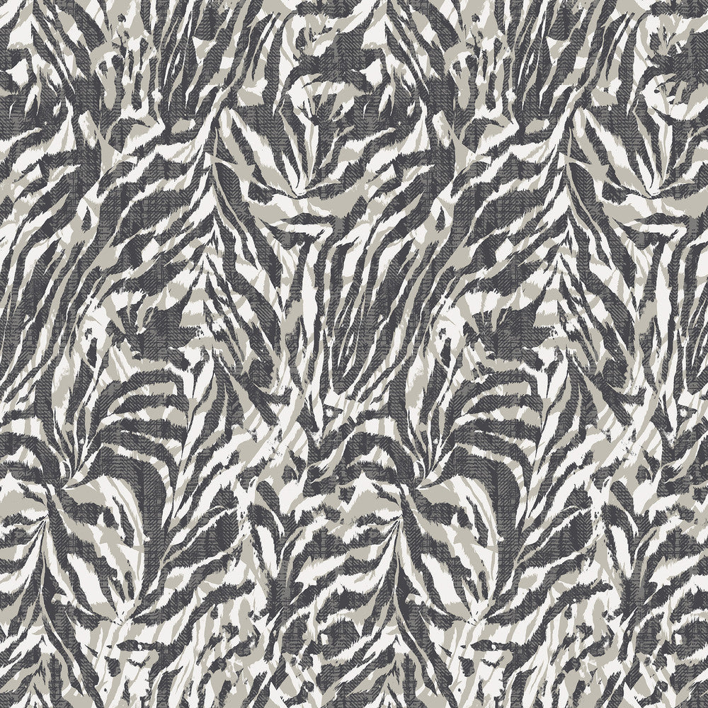 Davy Charcoal Zebra Wallpaper by ohpopsi Wild Covers about 54.2 square feet 19.7-in by 33-ft long roll Unpasted 19.7 - Fabric Carolina -