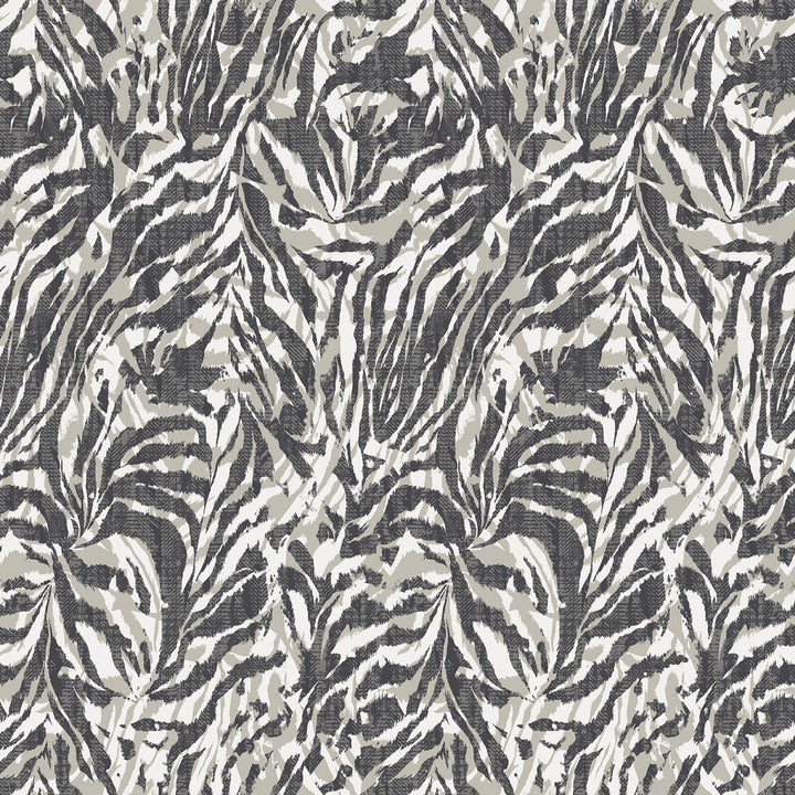 Davy Charcoal Zebra Wallpaper by ohpopsi Wild Covers about 54.2 square feet 19.7-in by 33-ft long roll Unpasted 19.7 - Fabric Carolina -