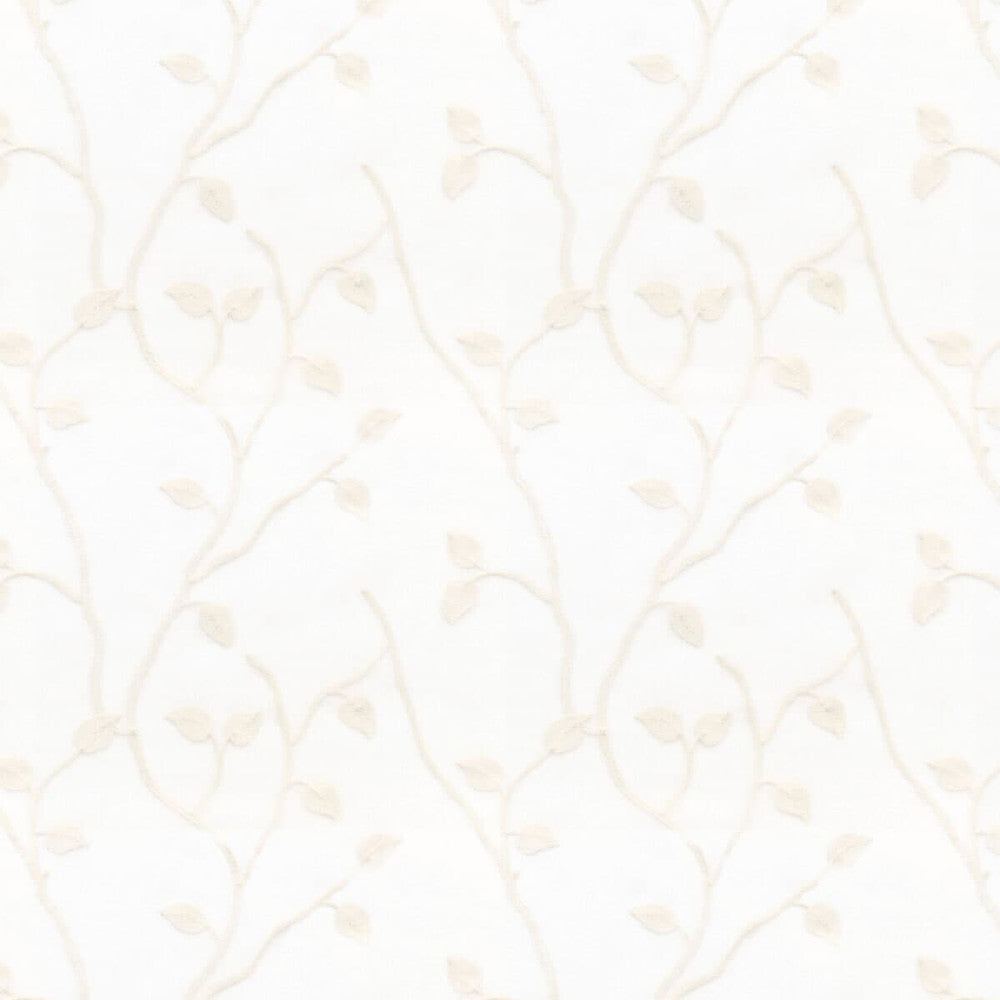 Worcester 1 Pearl by Stout Designer Fabric COLOR MY WINDOW EMBROIDERY/SNOW 100%POL %CEMB CHINA Horizontal: 11.5 and Vertical: 14.5 52 in - Swanky Fabrics -