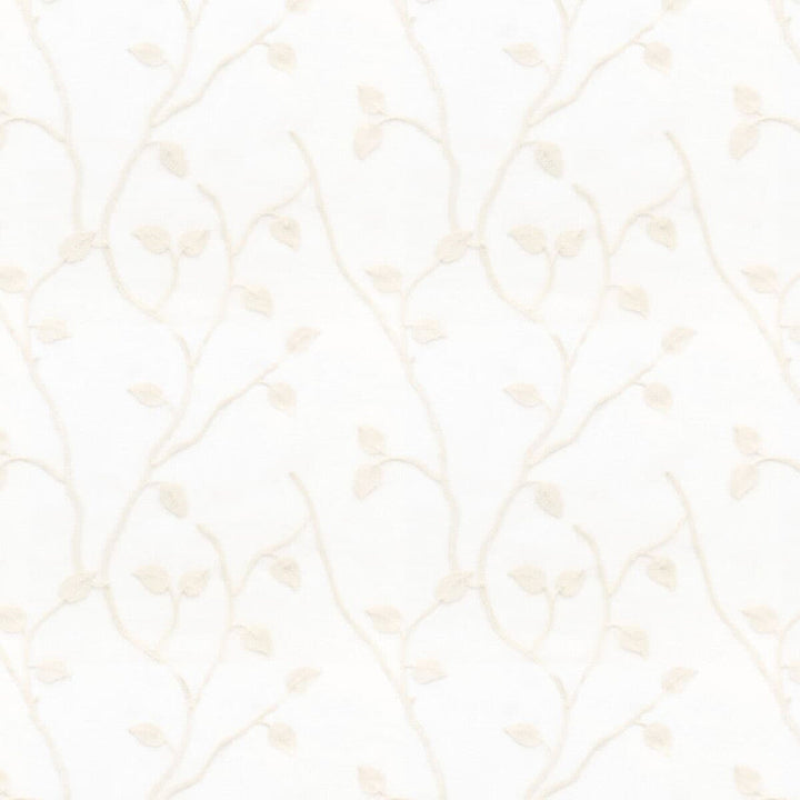 Worcester 1 Pearl by Stout Designer Fabric Color My Window Embroidery/Snow 100% Polyester Linen Cotton Embroidery CHINA Horizontal: 11.5 and Vertical: 14.5 52 in - Swanky Fabrics -