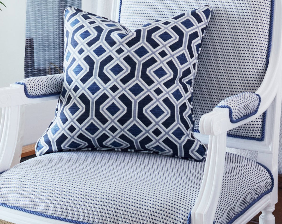 Oak Bluff Outdoor Pillow 22 X 22 - Indigo WROAKPILL0001 by Scalamandre Designer Pillow