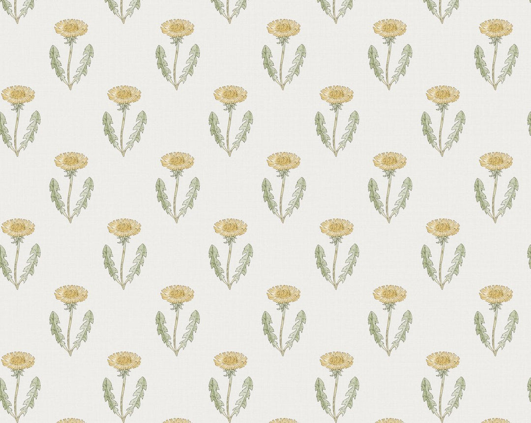 Maskrosen Spring Green WSBS10130037 by Sandberg Designer Wallpaper