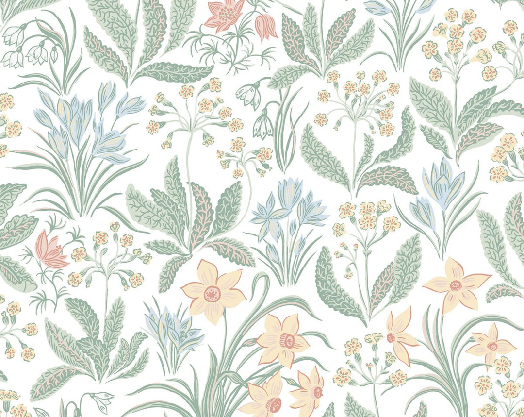 Huset I Solen Spring Green WSB010150060 by Sandberg Designer Wallpaper