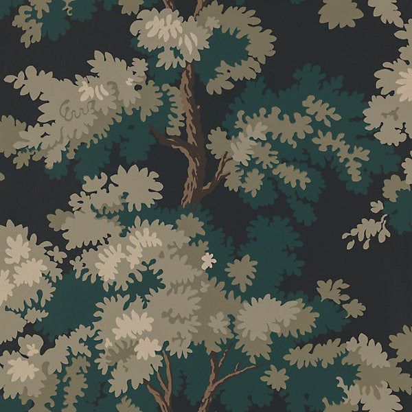 Raphael/Black / Dark Green 0444-081 by Sandberg Wallpaper STOCKED AT SUPPLIERS WAREHOUSE EUROPE SWEDEN Horizontal: 21" and Vertical: 21" - Fabric Carolina -