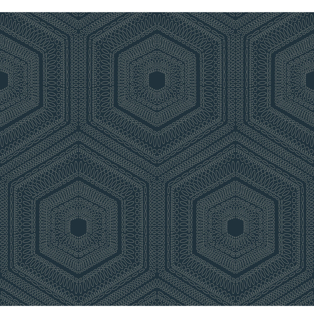 Concentric Groove Deep Navy by Winfield Thybony Designer Wallcovering WINFIELD THYBONY NON WOVEN - 100% United States - Horizontal: - and Vertical: 12.625 27 - Swanky Fabrics -