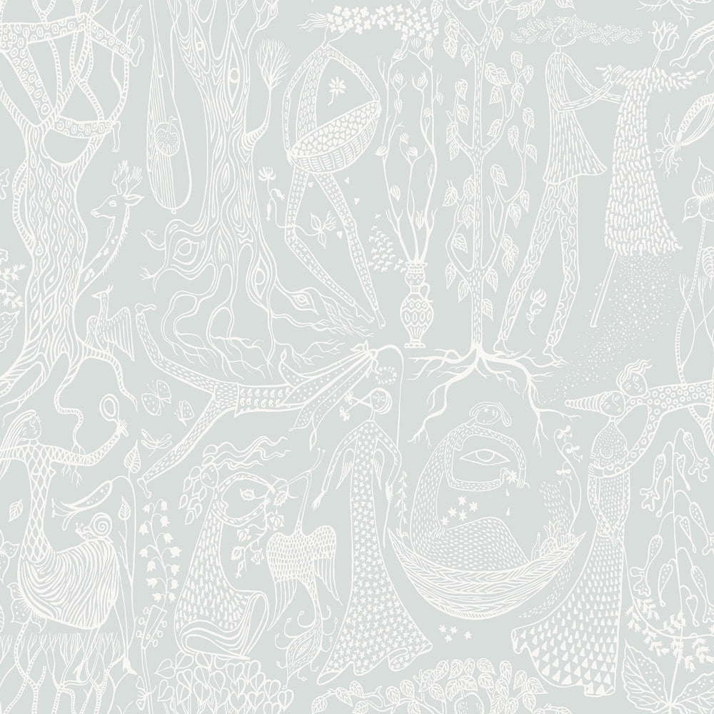 Poem Sage Folk Wallpaper by Wall Vision Scandinavian Designers II Covers about 57.8 square feet 21-in by 33-ft long roll Unpasted 20.9 - Fabric Carolina -