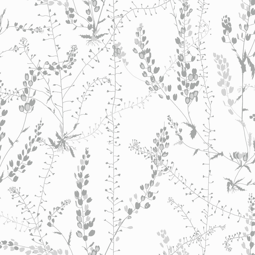 Bladranker Grey Grey Botanical Wallpaper by Wall Vision Scandinavian Designers II Covers about 57.8 square feet 21-in by 33-ft long roll Unpasted 20.9 - Fabric Carolina -