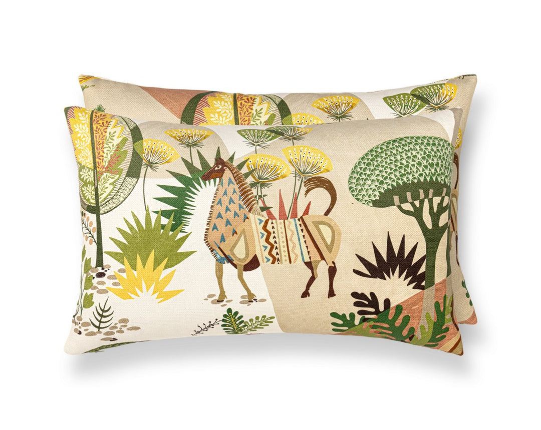Llamas Pillow 22 X 14 - Leaf Terracotta WWLBDK166610002 by Scalamandre Designer Pillow