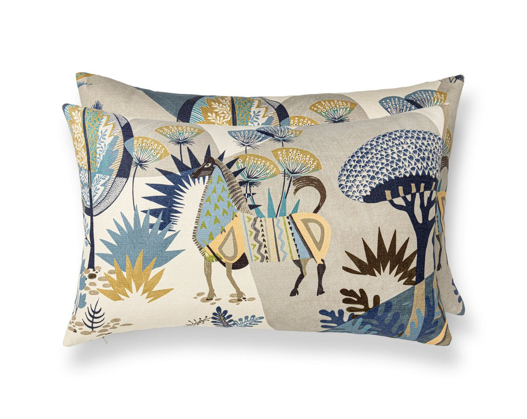 Llamas Pillow 22 X 14 - Bluestone Wheat WWLBDK166610003 by Scalamandre Designer Pillow