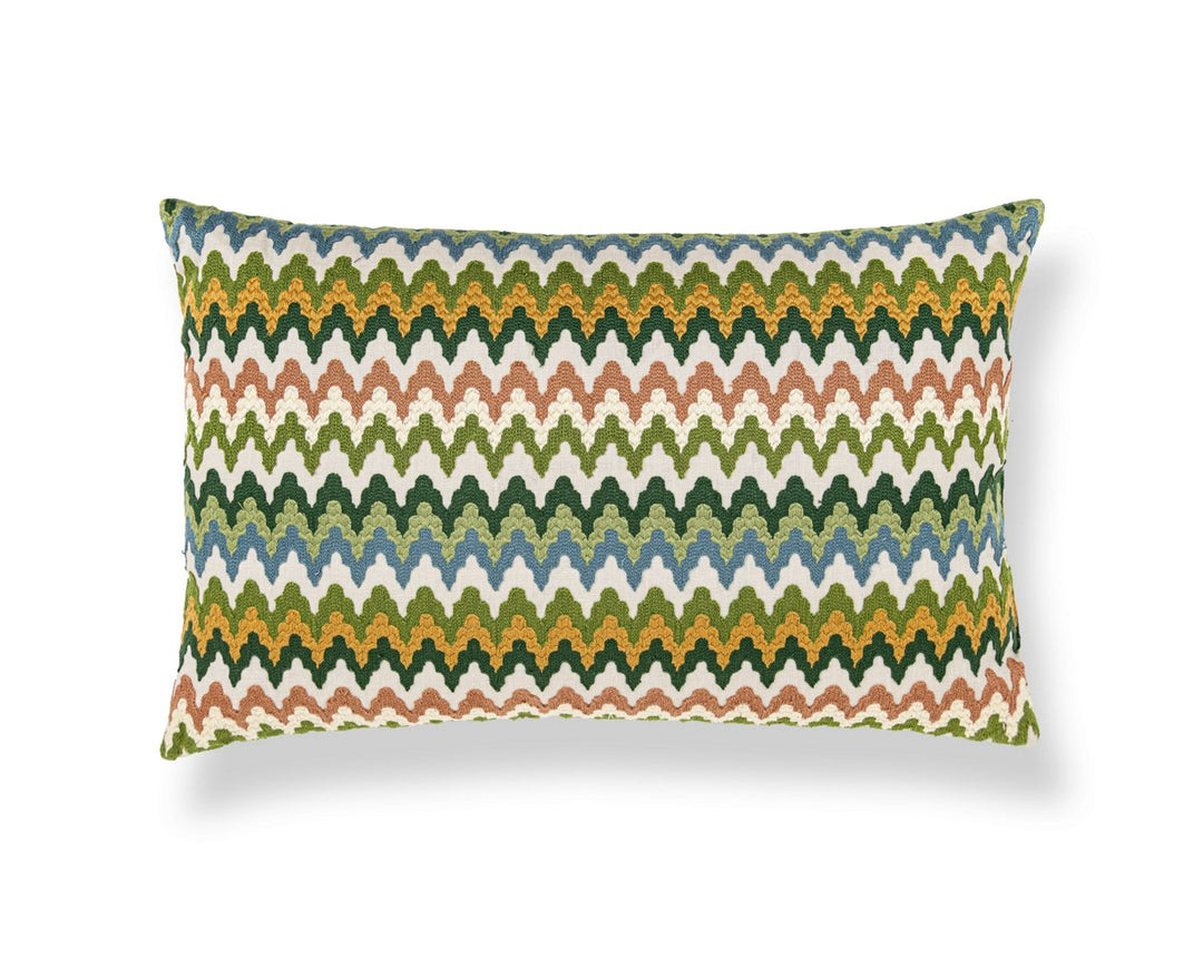 Rainbow Mountain Crewel Pillow 22 X 14 - Forest Clay WWLBDK273390002 by Scalamandre Designer Pillow