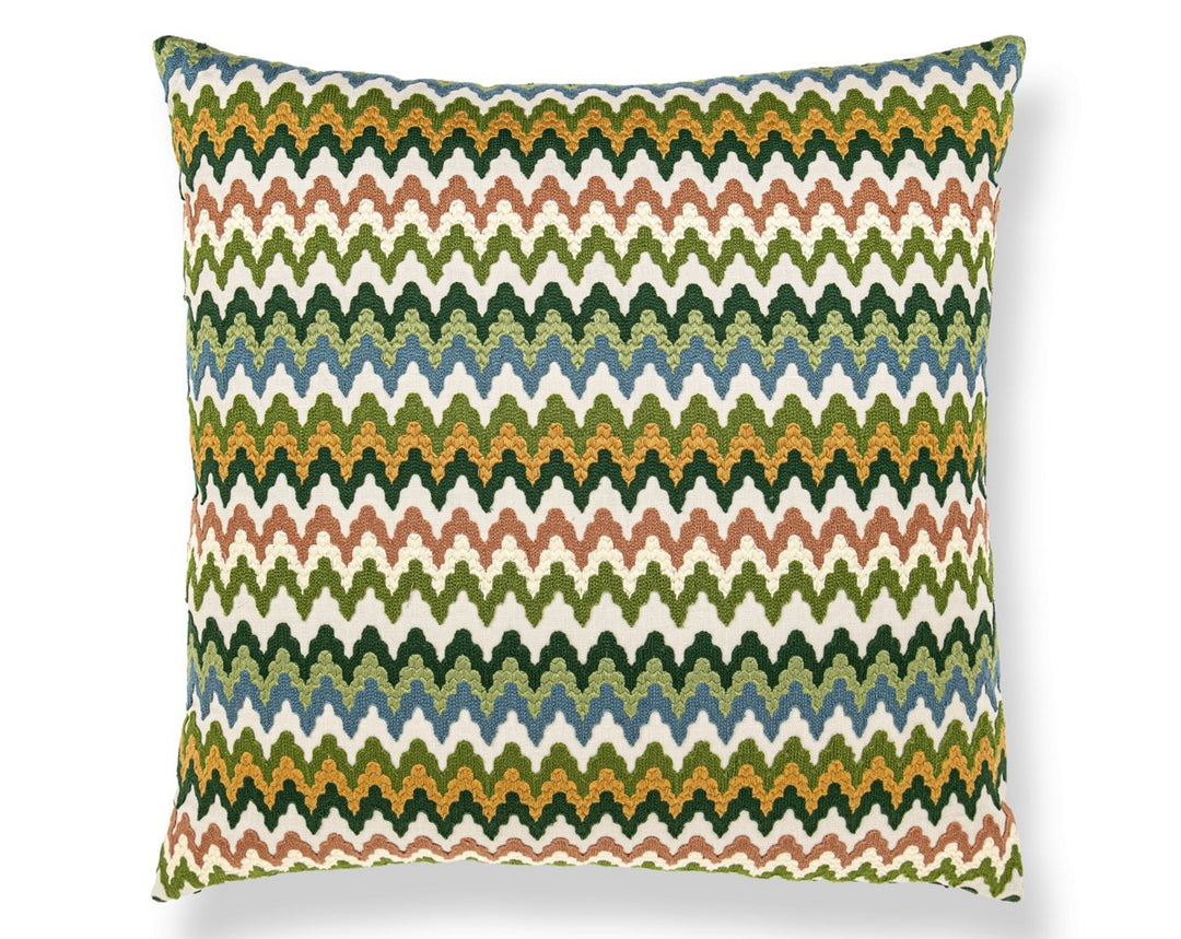 Rainbow Mountain Crewel Pillow 22 X 22 - Forest Clay WWSDDK273390002 by Scalamandre Designer Pillow