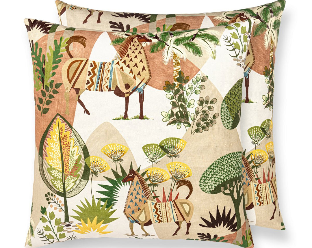 Llamas Pillow 24 X 24 - Leaf Terracotta WWSEDK166610002 by Scalamandre Designer Pillow