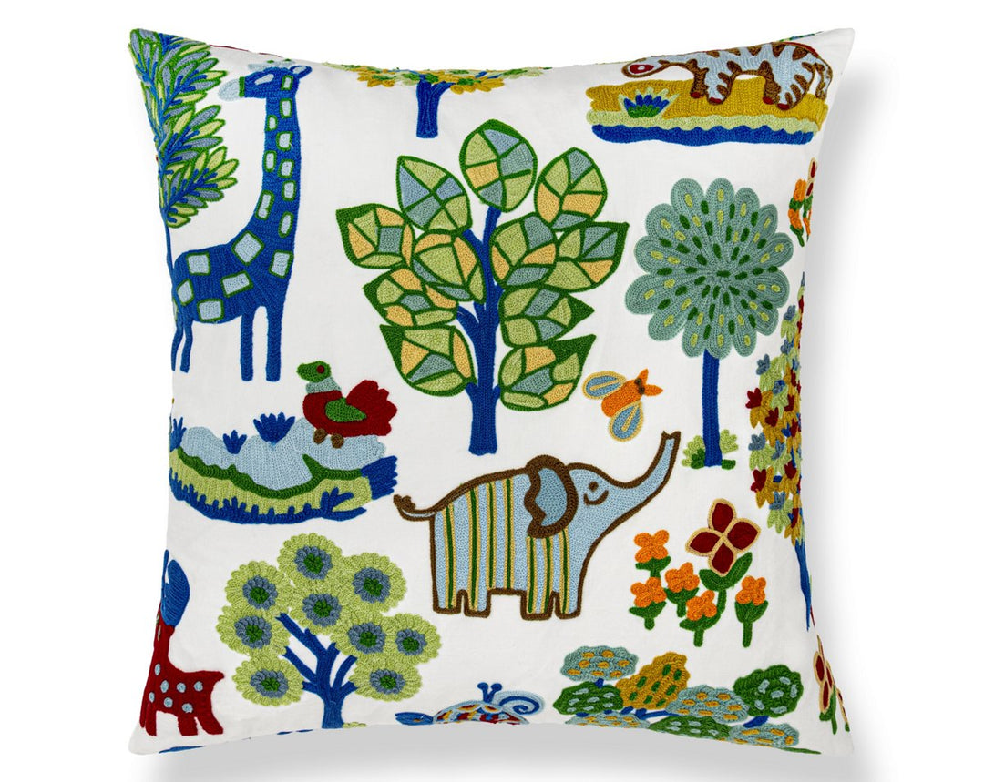 Nursery Crewel Pillow 24 X 24 - Primaries WWSEDK273370001 by Scalamandre Designer Pillow