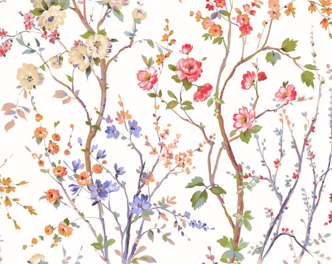 Potpourri Cream Peony WWWP88604D0001 by Old World Weavers Designer Wallpaper