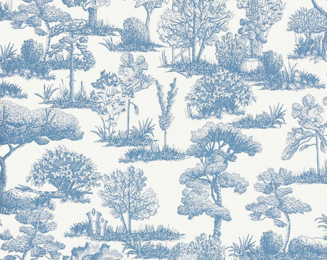 Garden Toile Sky WWWP88605D0002 by Old World Weavers Designer Wallpaper