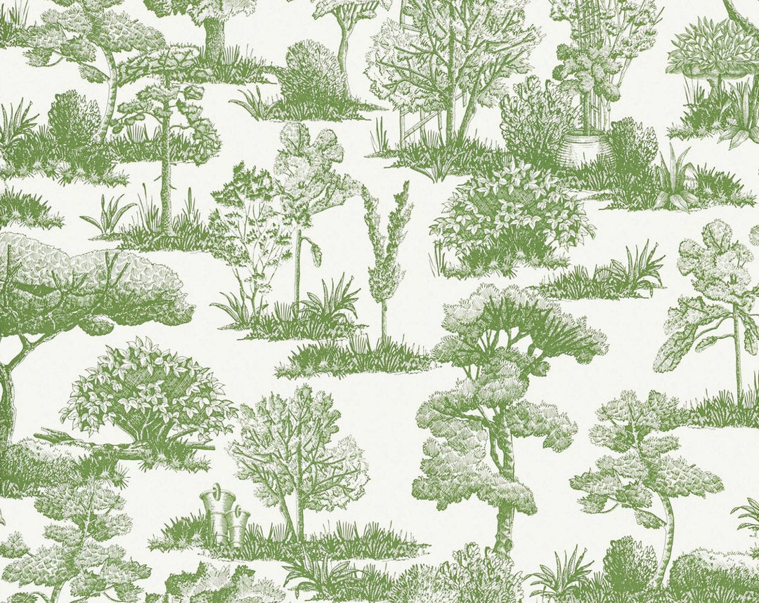 Garden Toile Meadow WWWP88605D0006 by Old World Weavers Designer Wallpaper