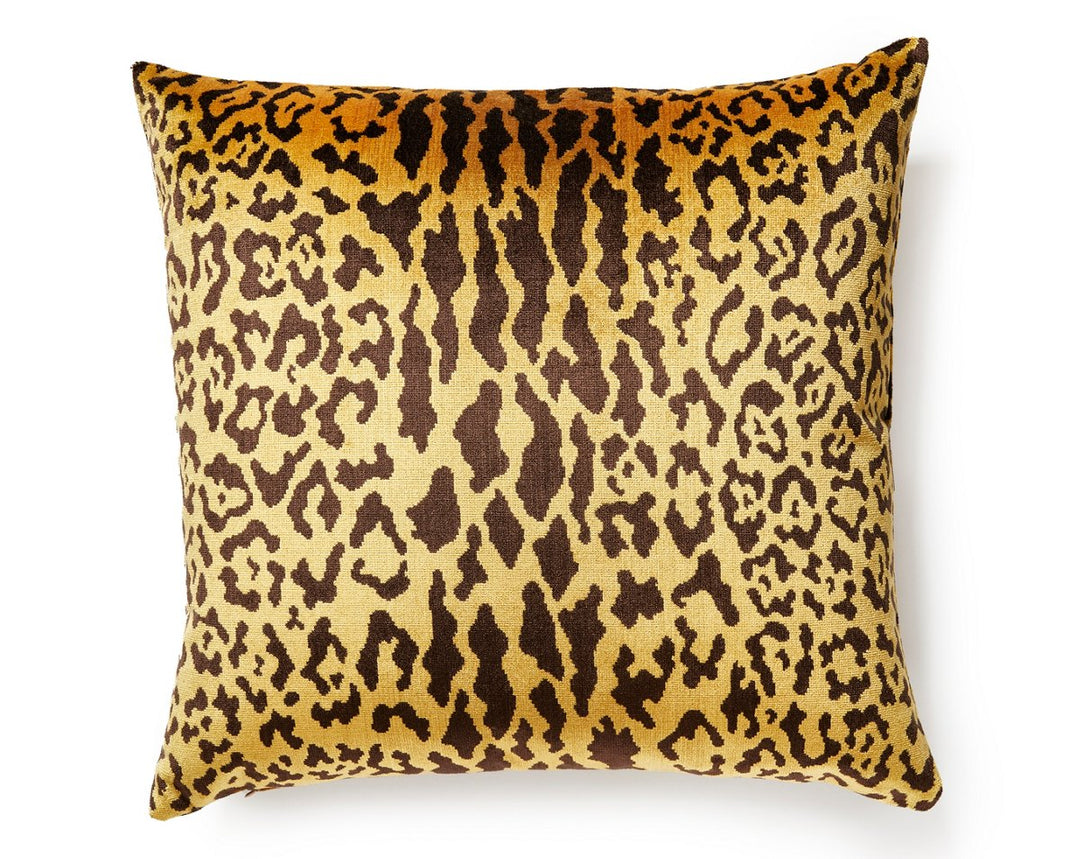 Leopard Velvet Pillow 22 X 22 - Gold / Brown Y0LEOVPILL0001 by Scalamandre Designer Pillow