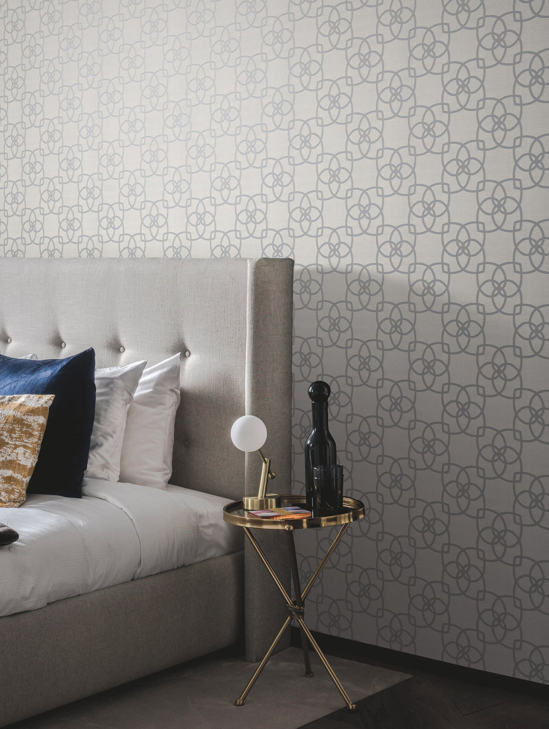 Serendipity Pale Grey Metallic Wallpaper by Antonina Vella Designer