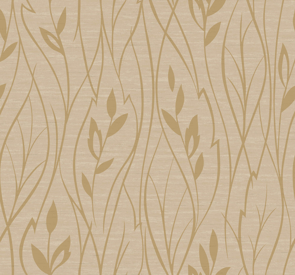 Leaf Silhouette Beige Metallic Wallpaper by York Wallcoverings Dazzling Dimensions Covers about 60.8 square feet 27-in by 27-ft long roll Unpasted 25.2 - Fabric Carolina -