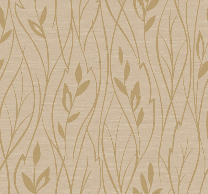 Leaf Silhouette Beige Metallic Wallpaper by York Wallcoverings Dazzling Dimensions Covers about 60.8 square feet 27-in by 27-ft long roll Unpasted 25.2 - Fabric Carolina -
