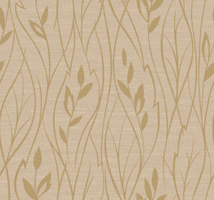 Leaf Silhouette Beige Metallic Wallpaper by York Wallcoverings