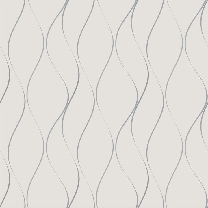 Wavy Stripe Off White & Silver Metallic Wallpaper by Antonina Vella Antonina Vella Dazzling Dimensions Volume II Covers about 57.8 square feet 21-in by 33-ft long roll Unpasted 21 - Fabric Carolina -