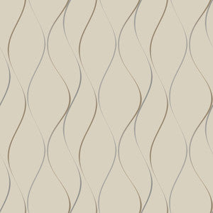 Wavy Stripe Beige Metallic Wallpaper by York Wallcoverings
