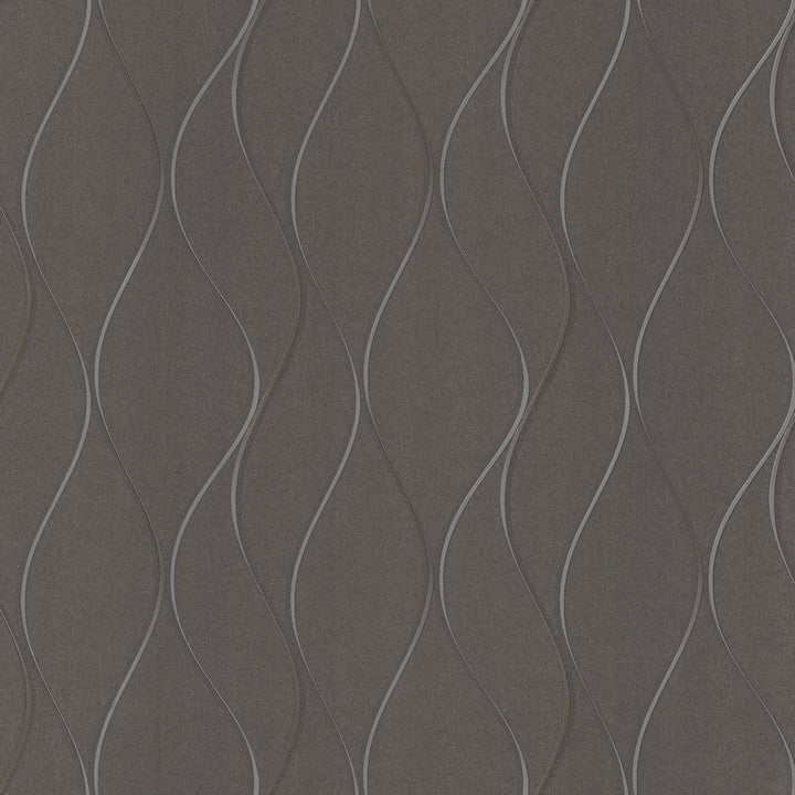 Wavy Stripe Black Metallic Wallpaper by York Wallcoverings Shimmering Finishes Covers about 57.8 square feet 21-in by 33-ft long roll Unpasted 21 - Fabric Carolina -