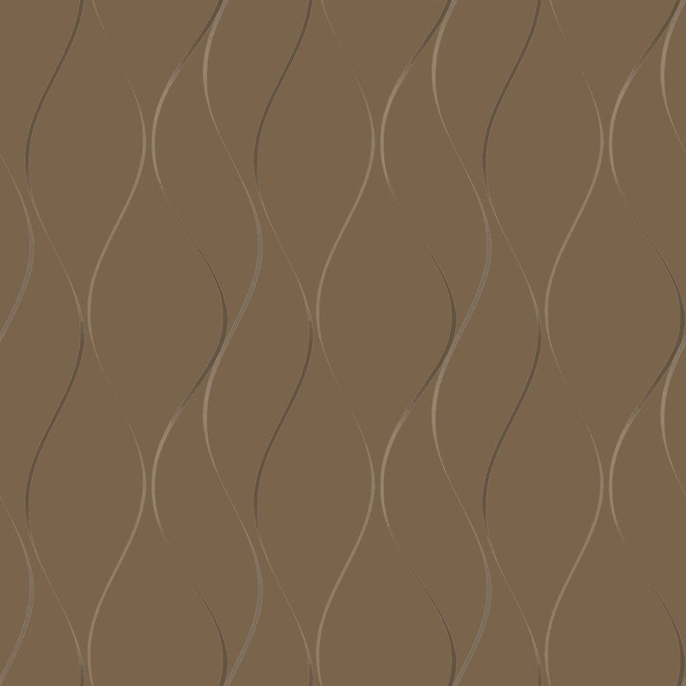 Wavy Stripe Tan Metallic Wallpaper by Antonina Vella Antonina Vella Dazzling Dimensions Volume II Covers about 57.8 square feet 21-in by 33-ft long roll Unpasted 21 - Fabric Carolina -