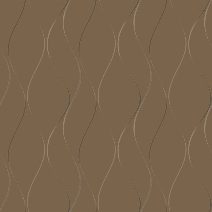 Wavy Stripe Tan Metallic Wallpaper by Antonina Vella Antonina Vella Dazzling Dimensions Volume II Covers about 57.8 square feet 21-in by 33-ft long roll Unpasted 21 - Fabric Carolina -