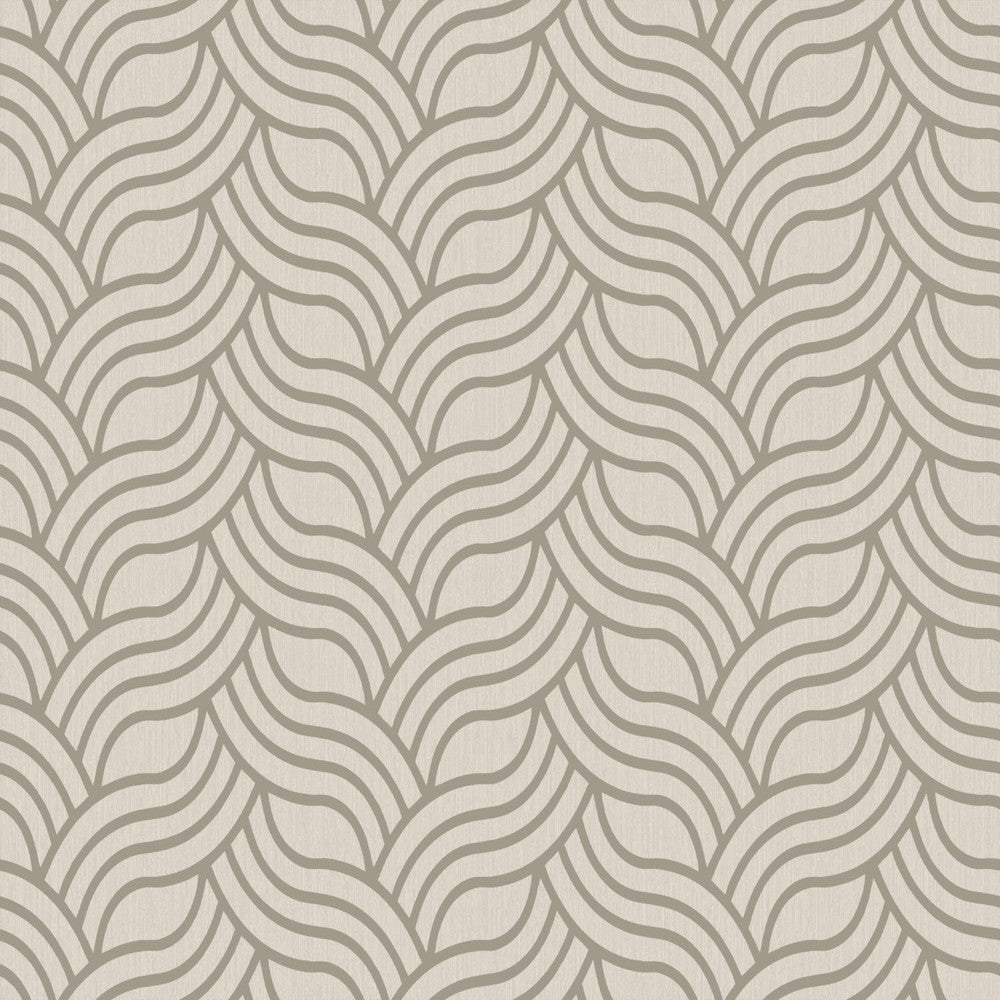 Cream & Gold Metallic Interlocking Geo Wallpaper by York Designer Series Dazzling Dimensions Covers about 57.8 square feet 21-in by 33-ft long roll Unpasted 3.46 - Fabric Carolina -