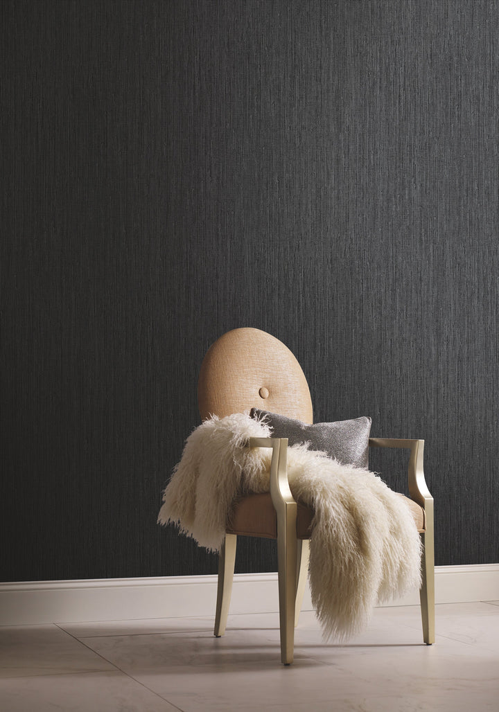 Seagrass Black & Silver Wallpaper by York Wallcoverings Designer