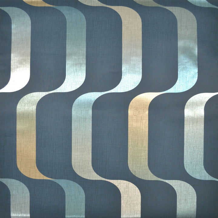 Ribbon Blue Wallpaper by York Wallcoverings Mid Century Covers about 57.8 square feet 21-in by 33-ft long roll Unpasted 21 - Fabric Carolina -