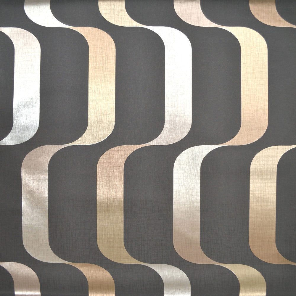 Ribbon Black Wallpaper by York Wallcoverings Shimmering Finishes Covers about 57.8 square feet 21-in by 33-ft long roll Unpasted 21 - Fabric Carolina -