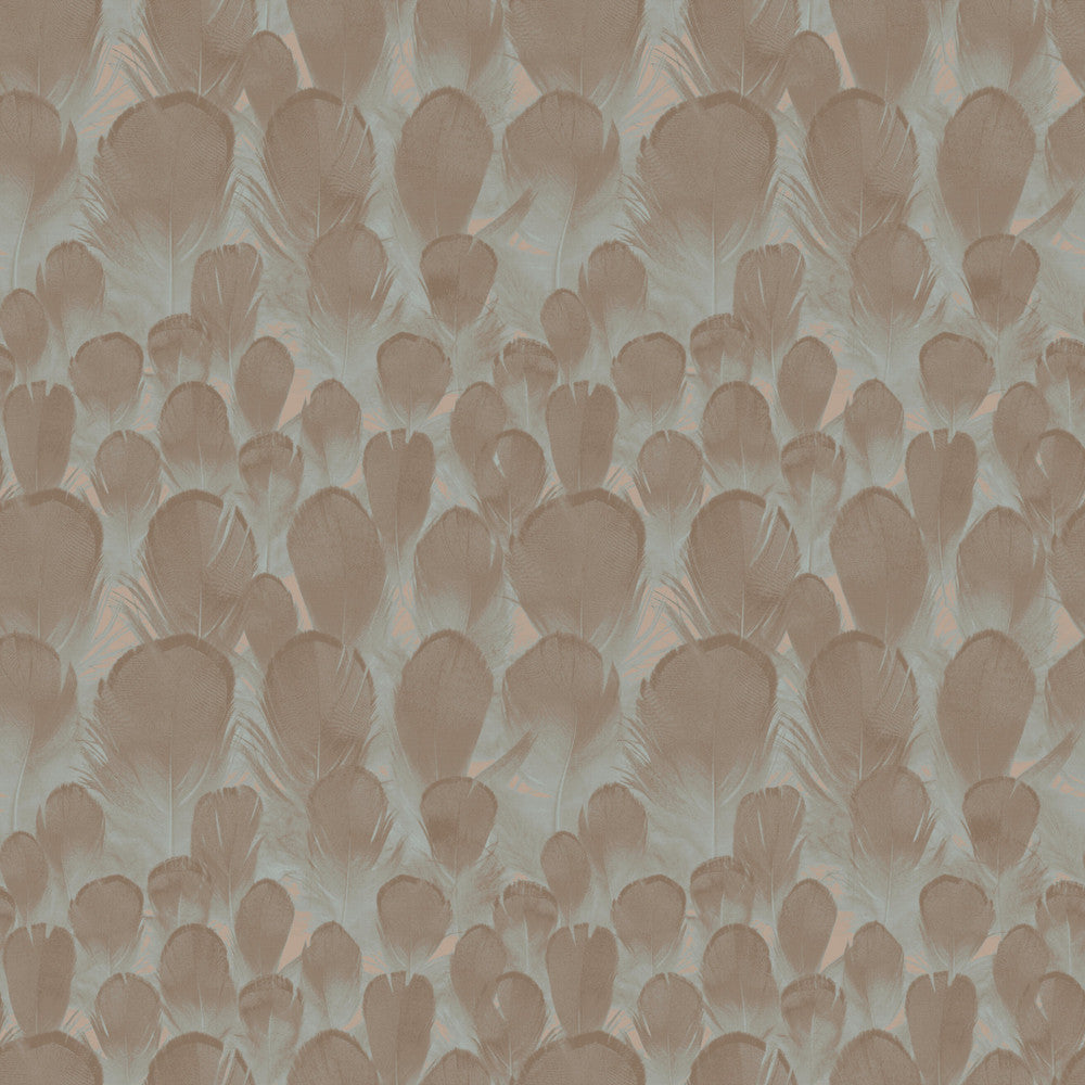 Feathers Brown & Turquoise Wallpaper by Antonina Vella Antonina Vella Natural Opalescence Covers about 57.8 square feet 21-in by 33-ft long roll Unpasted 20.8 - Fabric Carolina -