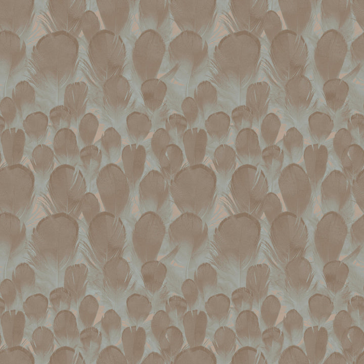 Feathers Brown & Turquoise Wallpaper by Antonina Vella Antonina Vella Natural Opalescence Covers about 57.8 square feet 21-in by 33-ft long roll Unpasted 20.8 - Fabric Carolina -
