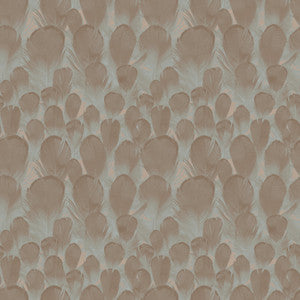 Feathers Brown & Turquoise Wallpaper by Antonina Vella
