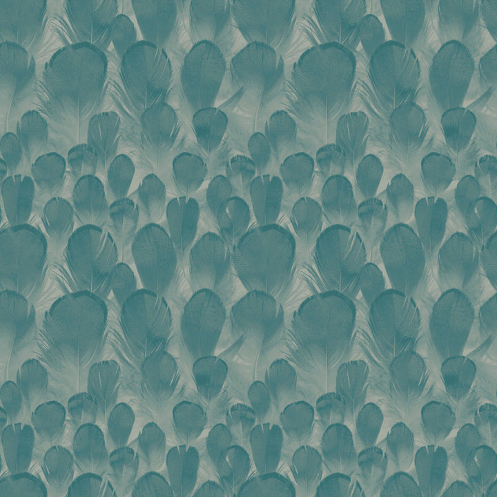 Feathers Teal & Green Wallpaper by Antonina Vella Antonina Vella Natural Opalescence Covers about 57.8 square feet 21-in by 33-ft long roll Unpasted 20.8 - Fabric Carolina -