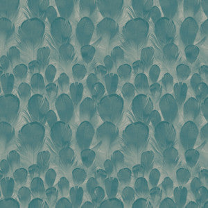 Feathers Teal & Green Wallpaper by Antonina Vella