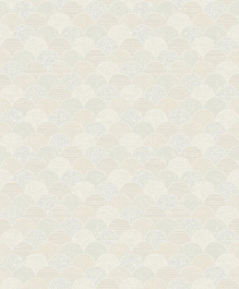 Mermaid Scales Soft Neutral Wallpaper by Antonina Vella Antonina Vella Natural Opalescence Covers about 57.8 square feet 21-in by 33-ft long roll Unpasted 25.2 - Fabric Carolina -