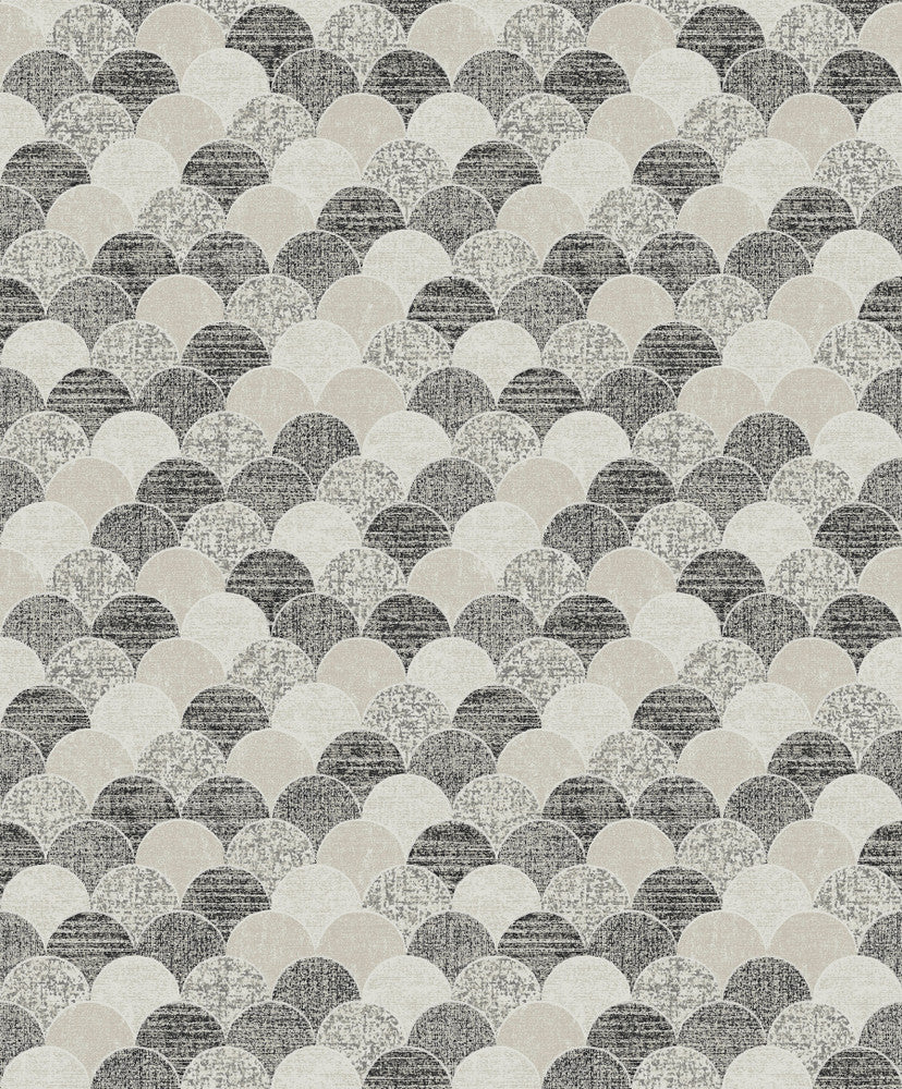 Mermaid Scales Black & White Wallpaper by Antonina Vella Antonina Vella Natural Opalescence Covers about 57.8 square feet 21-in by 33-ft long roll Unpasted 25.2 - Fabric Carolina -