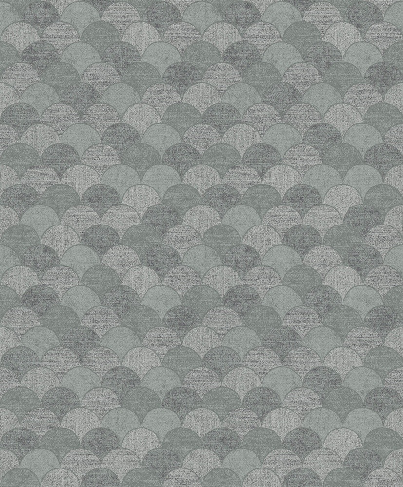 Mermaid Scales Grey & Silver Wallpaper by Antonina Vella Antonina Vella Natural Opalescence Covers about 57.8 square feet 21-in by 33-ft long roll Unpasted 25.2 - Fabric Carolina -